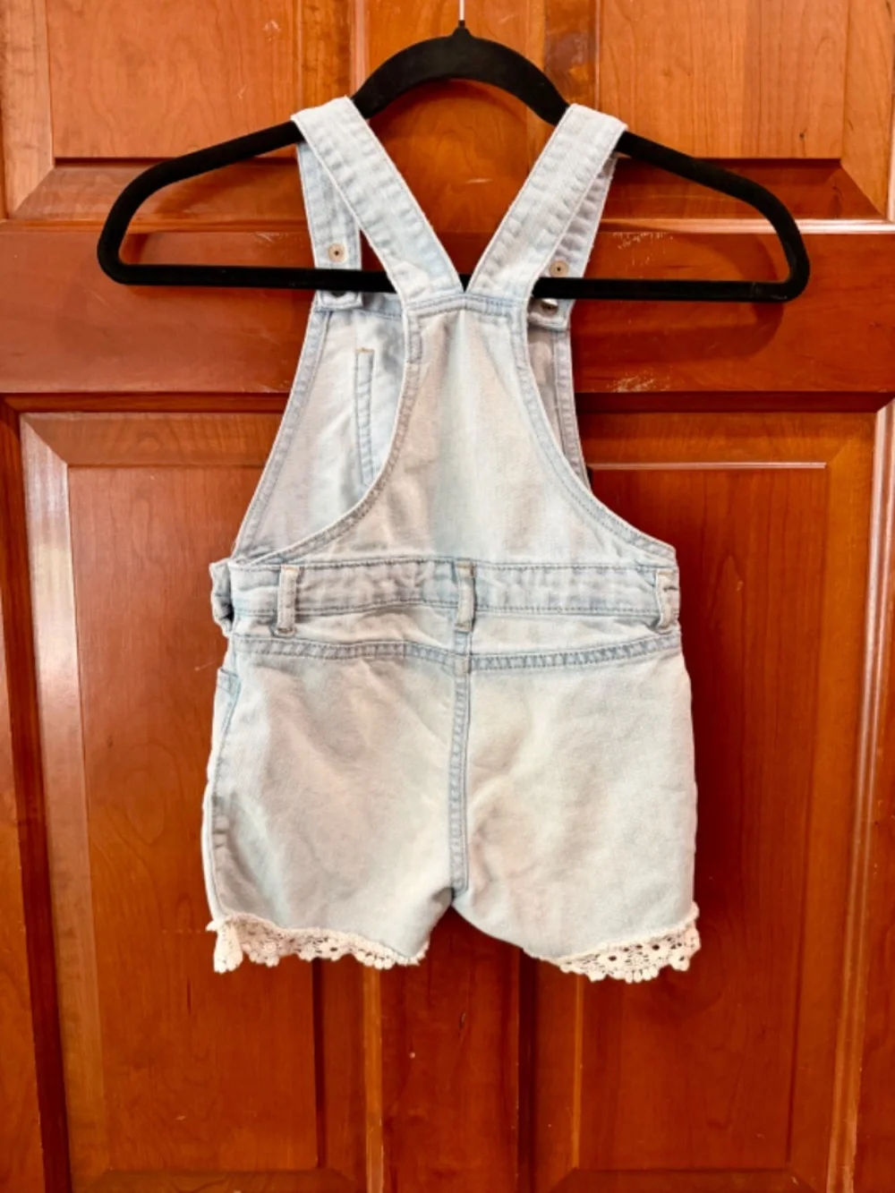 ✨ The Children's Place Girls Denim Shortalls with Gorgeous Crochet Lace Trim! ✨